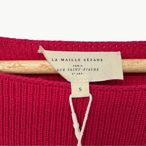 Sézane Clément Merino Wool Cotton Sweater Sz Small Fuchsia Pink French Chic New - Picture 6 of 15